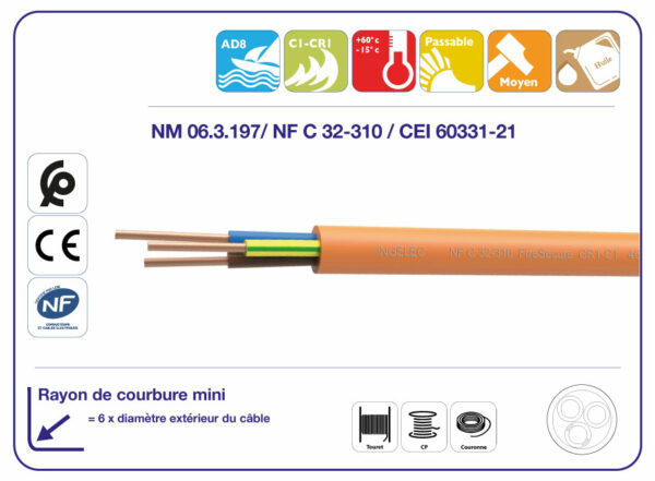 CÂBLE SÉCURITÉ INCENDIE CR1 - C1 FIRESECURE | archibat