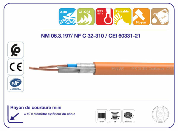 CÂBLE SÉCURITÉ INCENDIE CR1 - C1 COMSECURE | archibat