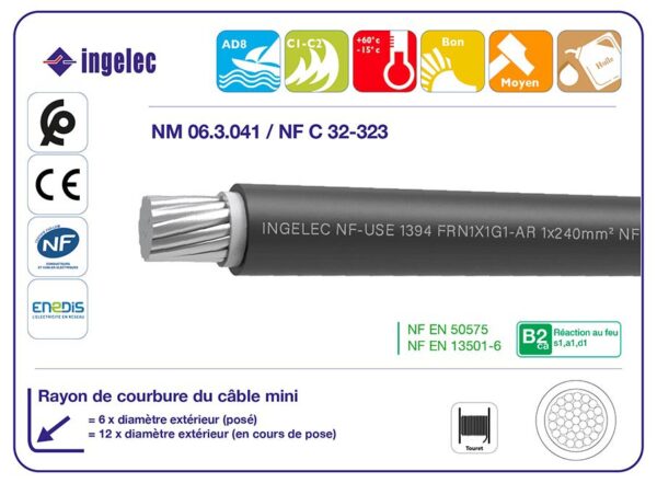 CÂBLE SANS HALOGENE NON ARME FR-N1 X1 G1- AR | archibat