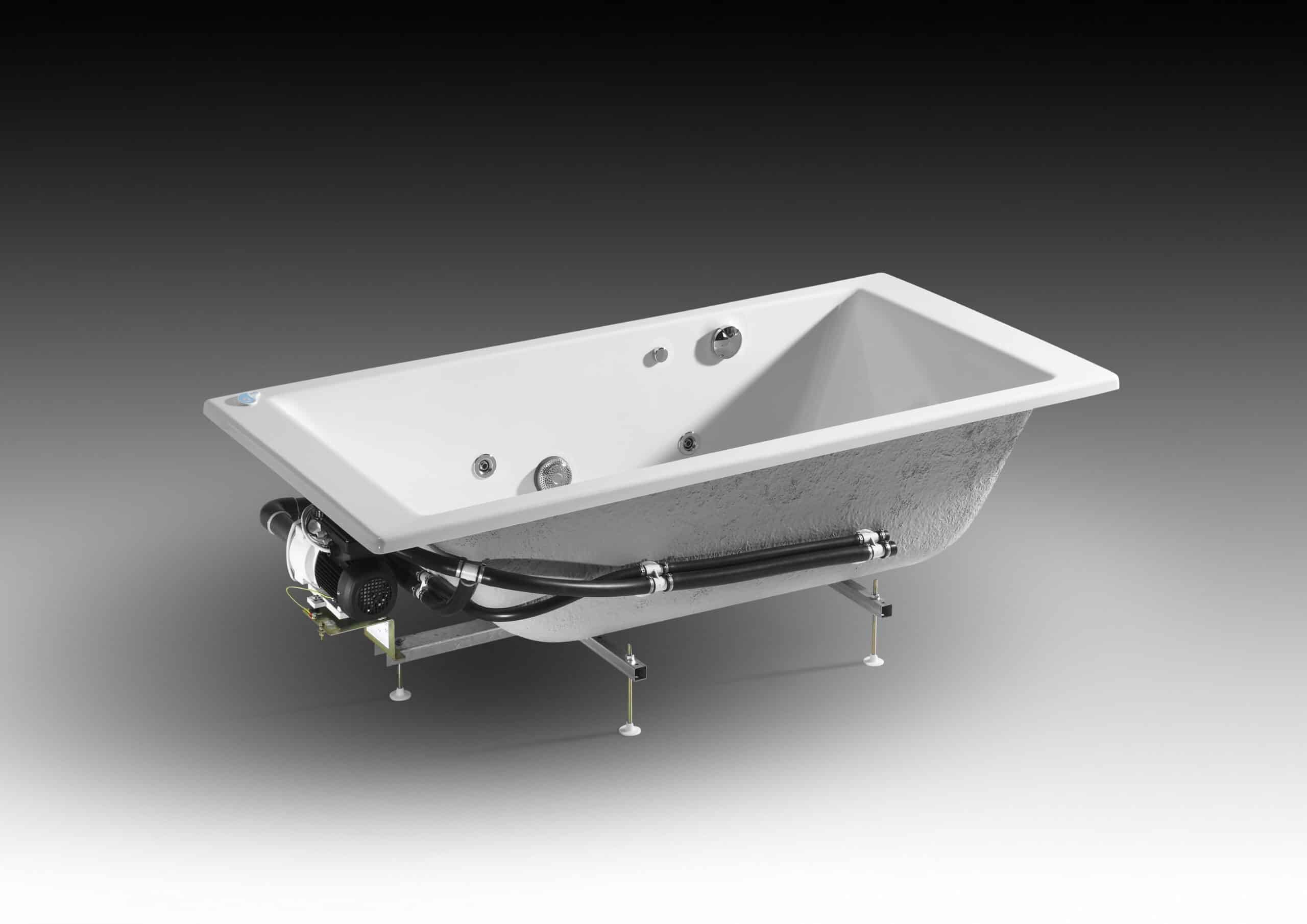 Baignoire acrylique rectangulaire avec système de balnéo Tonic, livrée avec vidage | archibat MAROC