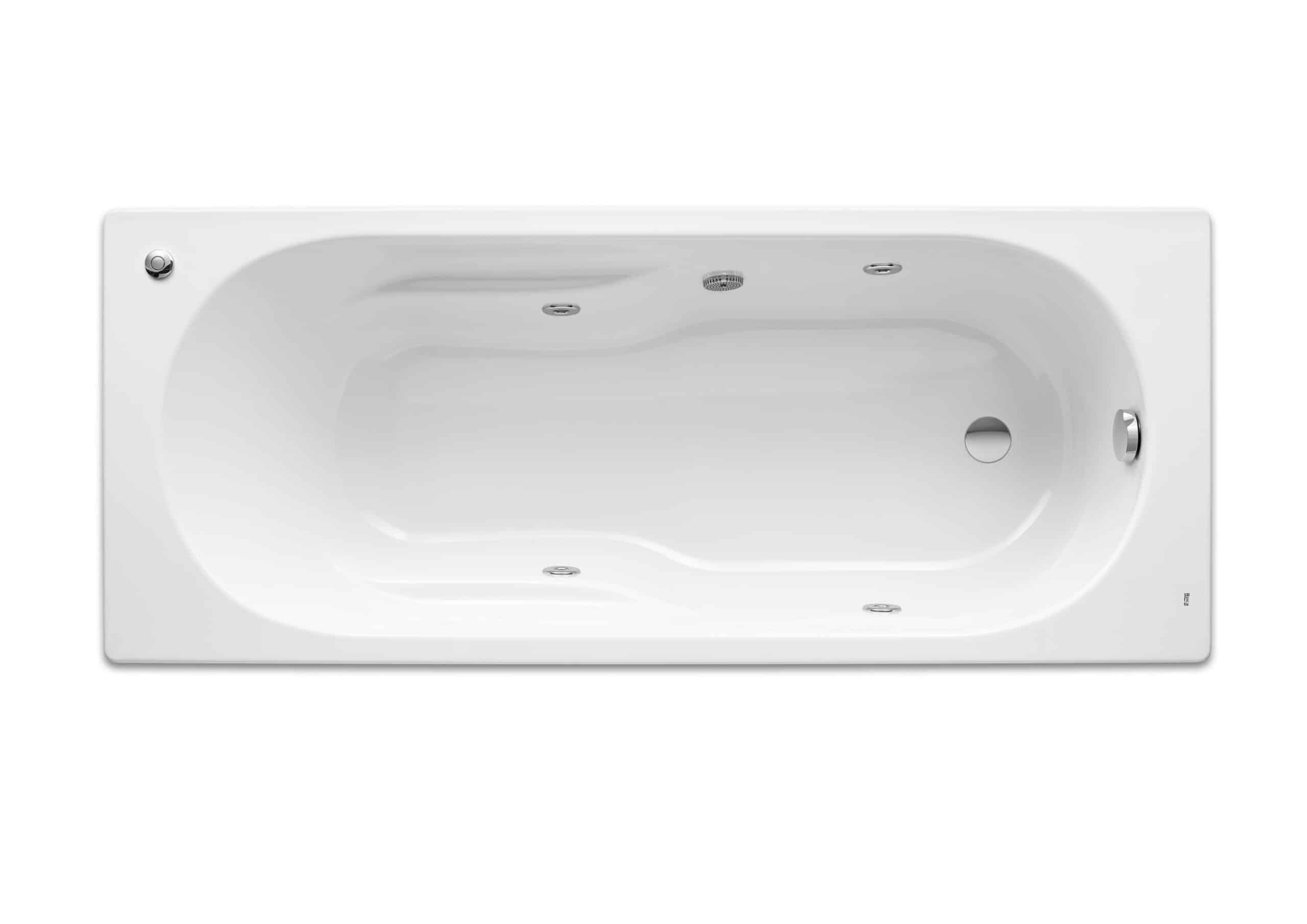 Baignoire rectangulaire avec dossier, accoudoirs, poignées sculptées, Balneo Tonic, avec pieds | archibat MAROC