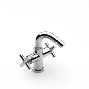 Bidet monotrou à bec tube mobile avec régulateur de jet à rotule, vidage automatique en laiton et flexibles d'alimentation | archibat MAROC