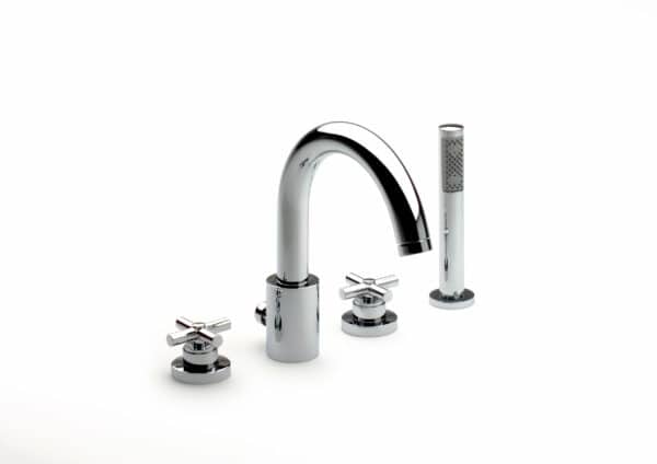 Bain-douche 4 trous sur gorge avec inverseur automatique, douchette à main et flexible de 1,75 m | archibat MAROC