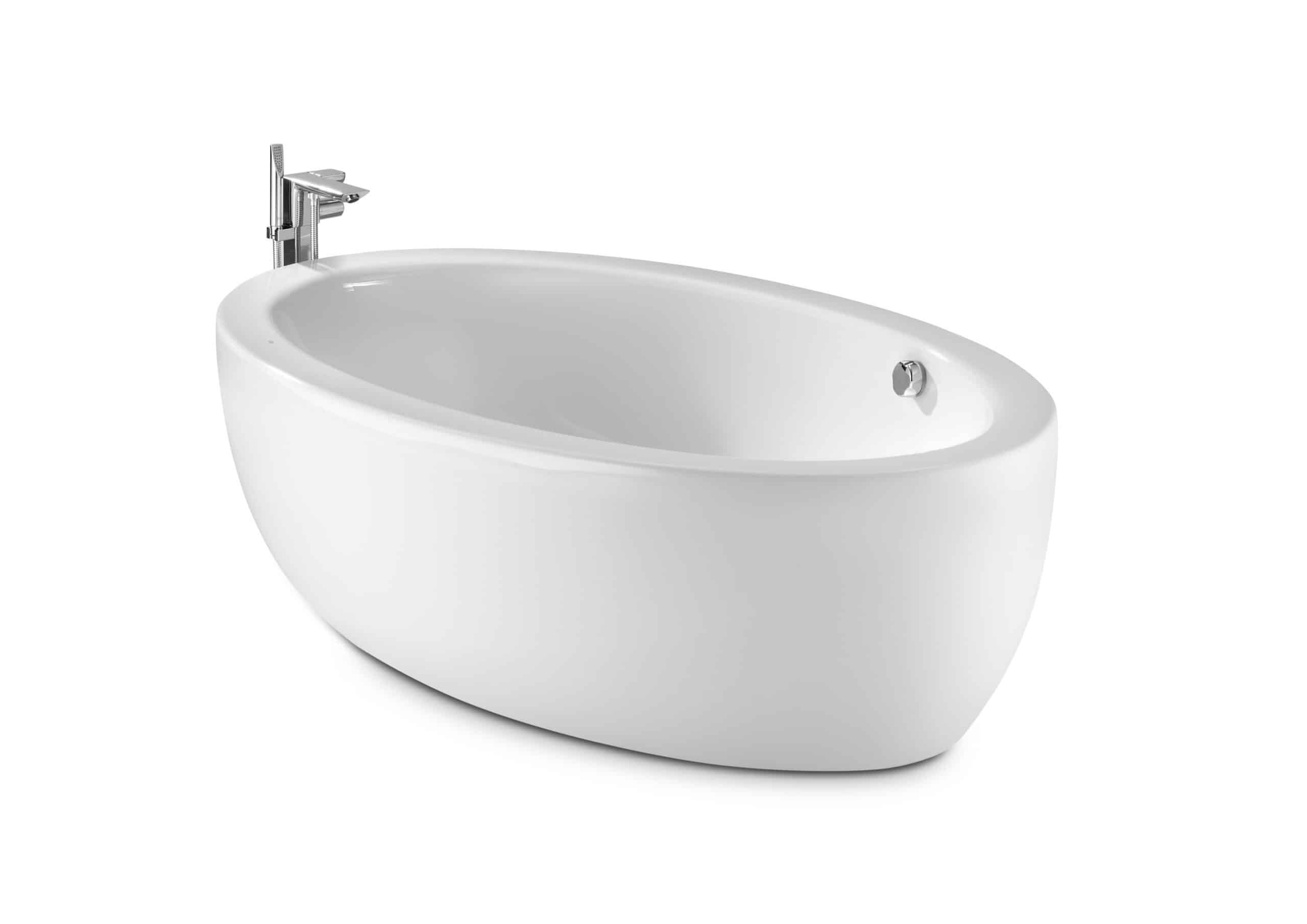 Baignoire acrylique elliptique en îlot avec tablier One piece, livrée avec vidage automatique | archibat MAROC