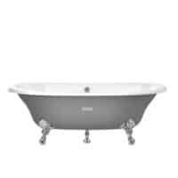 Baignoire fonte émaillée ovale avec fond antidérapant, extérieur gris | archibat MAROC