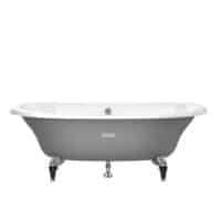 Baignoire fonte émaillée ovale avec fond antidérapant, extérieur gris | archibat MAROC