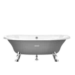 Baignoire fonte émaillée ovale avec fond antidérapant, extérieur gris | archibat MAROC
