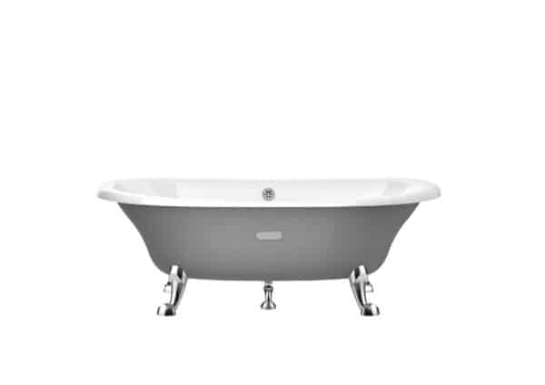 Baignoire fonte émaillée ovale avec fond antidérapant, extérieur gris | archibat MAROC