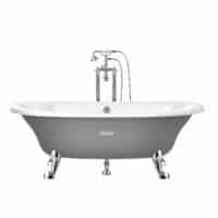 Baignoire fonte émaillée ovale avec fond antidérapant, extérieur gris | archibat MAROC