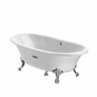 Baignoire fonte émaillée ovale avec fond antidérapant, extérieur blanc | archibat MAROC