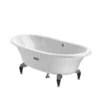 Baignoire fonte émaillée ovale avec fond antidérapant, extérieur blanc | archibat MAROC