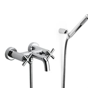 Bain-douche mural avec inverseur automatique avec douchette à main, flexible de 1,75 m et support mural articulé | archibat MAROC